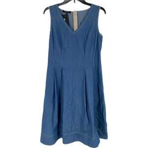 Lafayette 148 New York Blue V-Neck Flare Dress | New With Tags